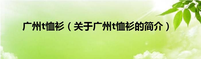 廣州t恤衫（關(guān)于廣州t恤衫的簡(jiǎn)介）