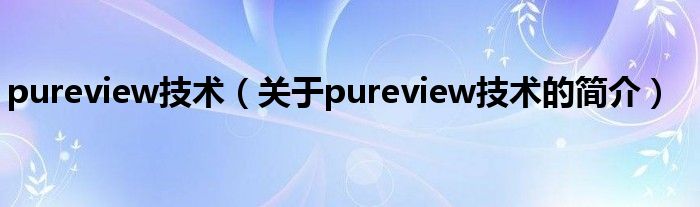 pureview技術(shù)（關(guān)于pureview技術(shù)的簡介）