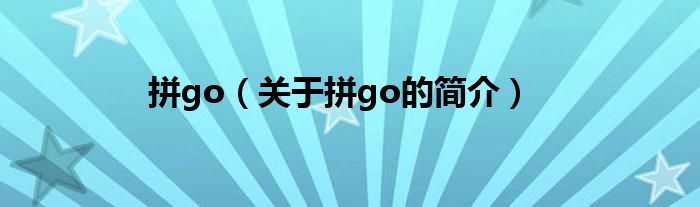 拼go（關(guān)于拼go的簡介）