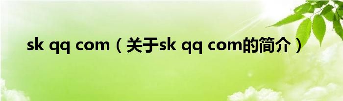 sk qq com（關(guān)于sk qq com的簡介）