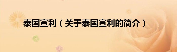 泰國(guó)宣利（關(guān)于泰國(guó)宣利的簡(jiǎn)介）