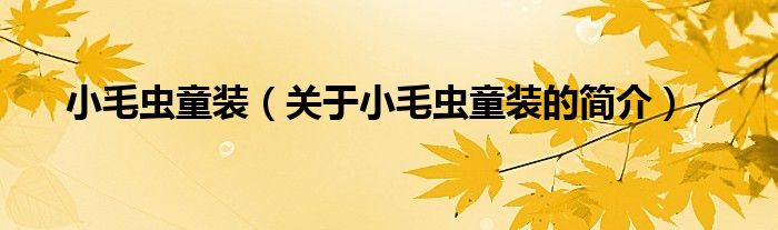 小毛蟲童裝（關(guān)于小毛蟲童裝的簡(jiǎn)介）