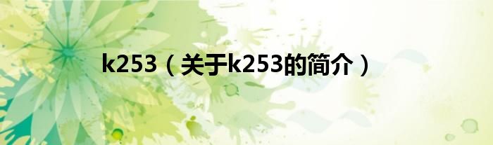 k253（關(guān)于k253的簡介）