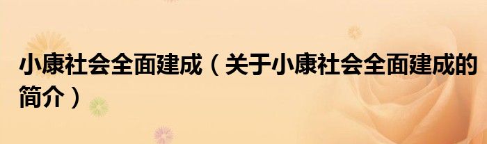 小康社會全面建成（關于小康社會全面建成的簡介）