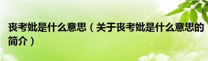 喪考妣是什么意思（關于喪考妣是什么意思的簡介）