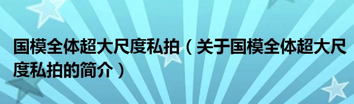 國模全體超大尺度私拍（關于國模全體超大尺度私拍的簡介）