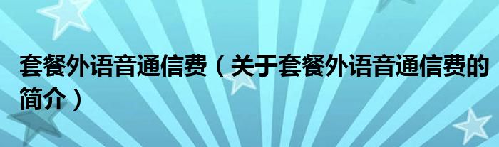 套餐外語音通信費（關于套餐外語音通信費的簡介）