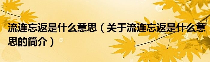 流連忘返是什么意思（關于流連忘返是什么意思的簡介）