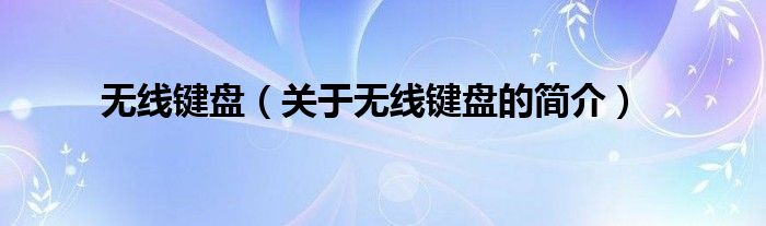 無(wú)線鍵盤（關(guān)于無(wú)線鍵盤的簡(jiǎn)介）