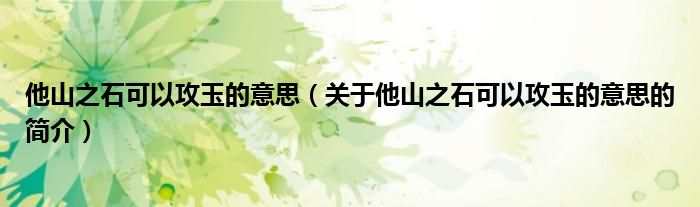 他山之石可以攻玉的意思（關(guān)于他山之石可以攻玉的意思的簡(jiǎn)介）