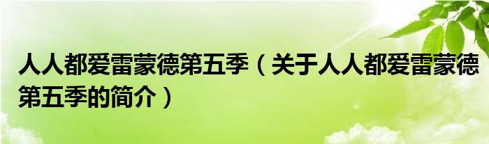 人人都愛(ài)雷蒙德第五季（關(guān)于人人都愛(ài)雷蒙德第五季的簡(jiǎn)介）