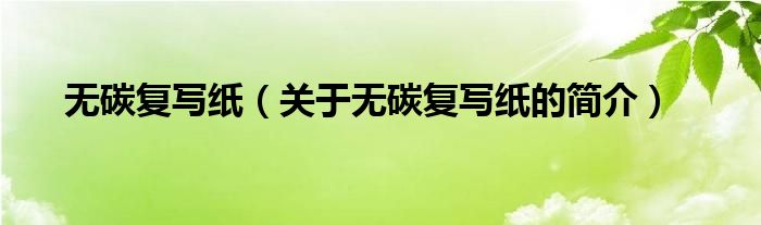 無(wú)碳復(fù)寫(xiě)紙（關(guān)于無(wú)碳復(fù)寫(xiě)紙的簡(jiǎn)介）