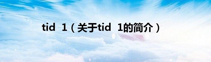 tid  1（關(guān)于tid  1的簡介）