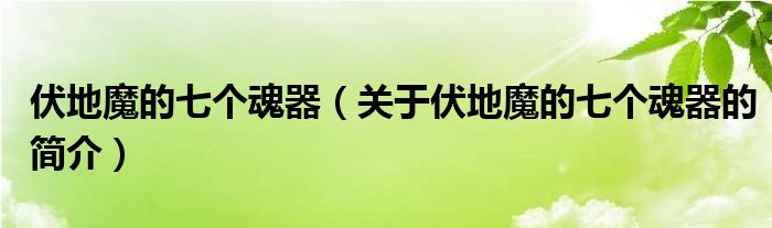 伏地魔的七個魂器（關于伏地魔的七個魂器的簡介）