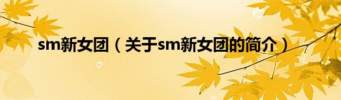 sm新女團（關于sm新女團的簡介）