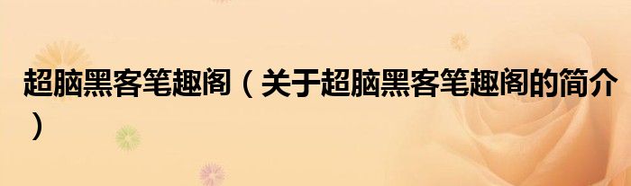 超腦黑客筆趣閣（關于超腦黑客筆趣閣的簡介）