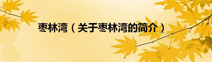 棗林灣（關(guān)于棗林灣的簡介）