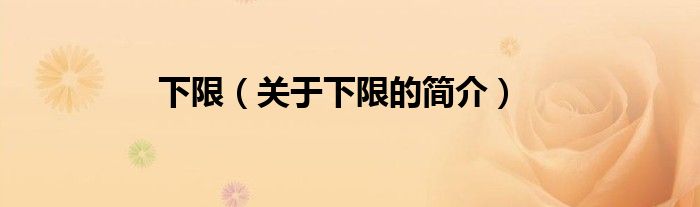 下限（關(guān)于下限的簡(jiǎn)介）