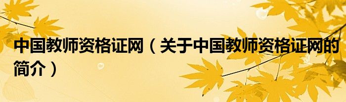 中國教師資格證網(wǎng)（關于中國教師資格證網(wǎng)的簡介）