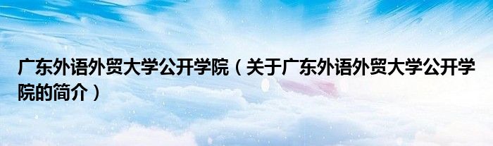 廣東外語外貿大學公開學院（關于廣東外語外貿大學公開學院的簡介）