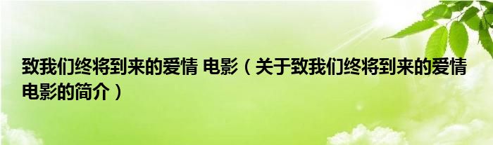 致我們終將到來(lái)的愛(ài)情 電影（關(guān)于致我們終將到來(lái)的愛(ài)情 電影的簡(jiǎn)介）