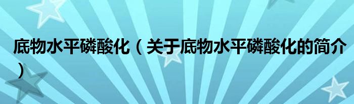 底物水平磷酸化（關(guān)于底物水平磷酸化的簡介）