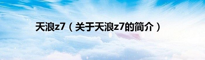 天浪z7（關(guān)于天浪z7的簡介）