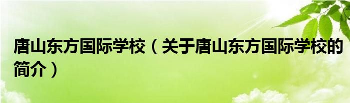 唐山東方國際學(xué)校（關(guān)于唐山東方國際學(xué)校的簡介）