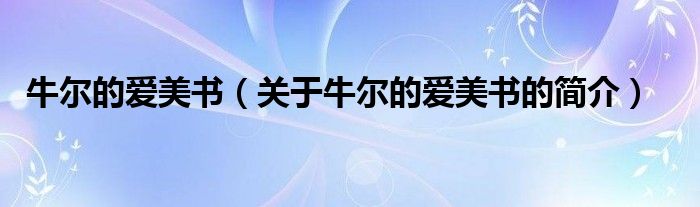 牛爾的愛美書（關于牛爾的愛美書的簡介）