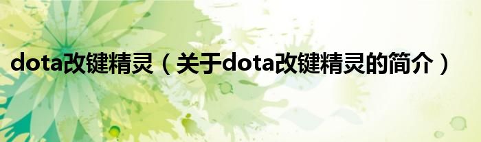 dota改鍵精靈（關于dota改鍵精靈的簡介）