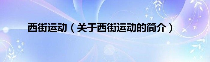 西街運動（關(guān)于西街運動的簡介）