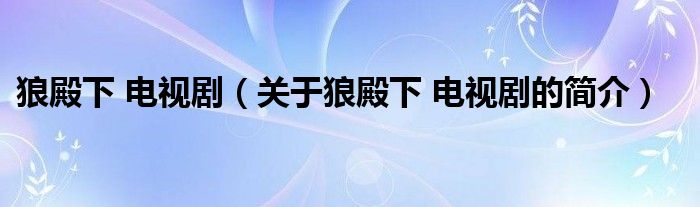 狼殿下 電視?。P(guān)于狼殿下 電視劇的簡(jiǎn)介）