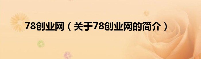 78創(chuàng)業(yè)網(wǎng)（關(guān)于78創(chuàng)業(yè)網(wǎng)的簡(jiǎn)介）