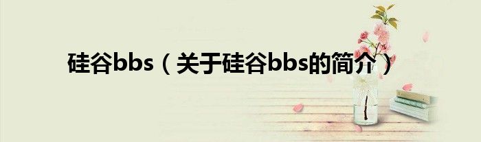 硅谷bbs（關(guān)于硅谷bbs的簡(jiǎn)介）