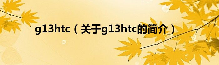 g13htc（關(guān)于g13htc的簡(jiǎn)介）