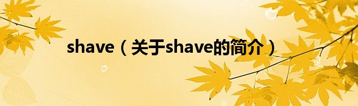 shave（關(guān)于shave的簡介）