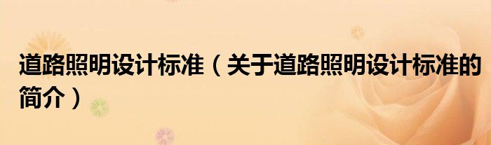 道路照明設(shè)計(jì)標(biāo)準(zhǔn)（關(guān)于道路照明設(shè)計(jì)標(biāo)準(zhǔn)的簡介）