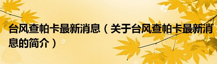 臺(tái)風(fēng)查帕卡最新消息（關(guān)于臺(tái)風(fēng)查帕卡最新消息的簡介）