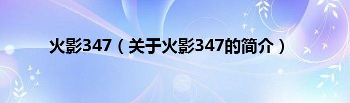 火影347（關(guān)于火影347的簡(jiǎn)介）