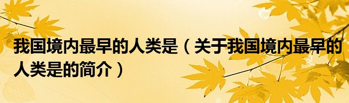 我國境內(nèi)最早的人類是（關(guān)于我國境內(nèi)最早的人類是的簡(jiǎn)介）