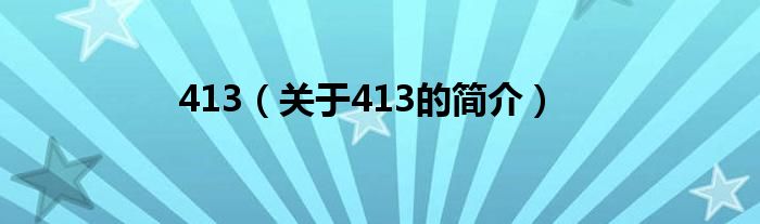 413（關于413的簡介）