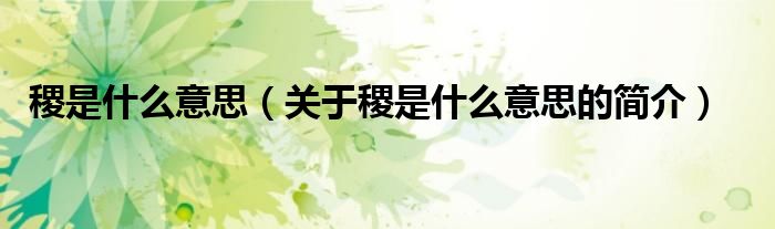 稷是什么意思（關(guān)于稷是什么意思的簡(jiǎn)介）