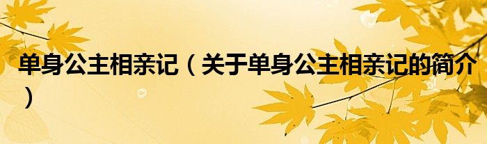 單身公主相親記（關(guān)于單身公主相親記的簡(jiǎn)介）