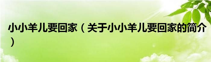 小小羊兒要回家（關(guān)于小小羊兒要回家的簡介）