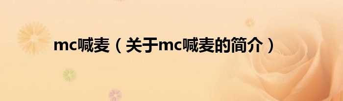 mc喊麥（關(guān)于mc喊麥的簡介）