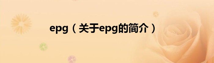 epg（關于epg的簡介）