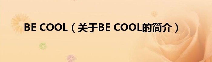 BE COOL（關(guān)于BE COOL的簡(jiǎn)介）