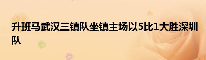 升班馬武漢三鎮(zhèn)隊坐鎮(zhèn)主場以5比1大勝深圳隊