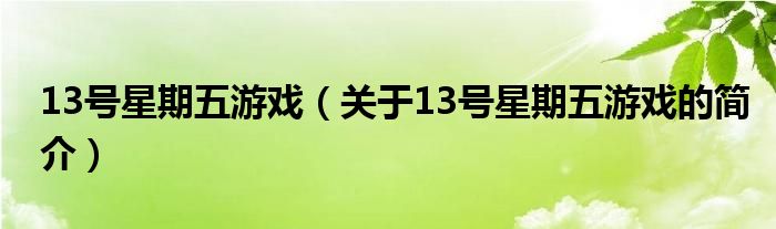 13號星期五游戲（關于13號星期五游戲的簡介）