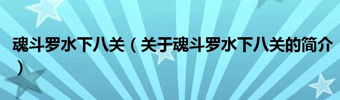 魂斗羅水下八關(guān)（關(guān)于魂斗羅水下八關(guān)的簡介）